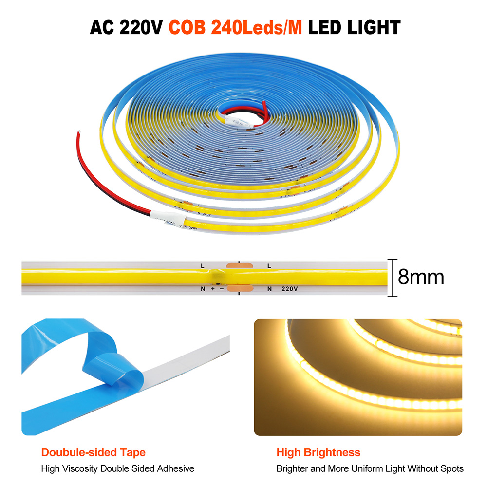 Tira de luces LED COB de 220V, - Ludwigia Super Red reseña y precio